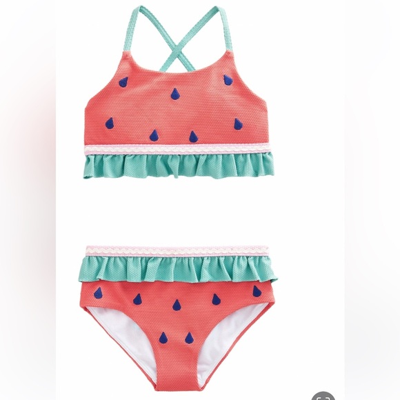 Mini Boden Kids' Watermelon Two-Piece Swimsuit size 7/8 - Picture 1 of 5